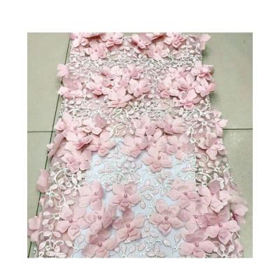 China Cheerlifes Viable Wholesale Fast Delivery Multicolor 3D Flower Lace Weaving Bridal Net Beaded Fabric for sale