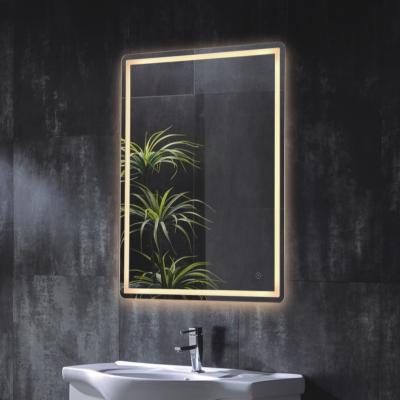 China Modern Frameless Backlit Bathroom Rectangle Touch Screen Smart Wall Light Led Mirror for sale