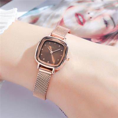 China Fashion Selling News Aimgal Jewelry Day/Date Fashion Mesh Belt Women's Watch Fashion Waterproof Watches Simple Square Quartz Watch Student for sale