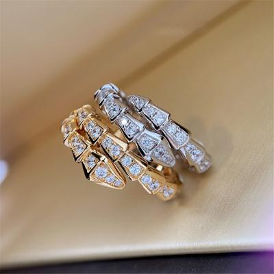 China FASHIONABLE 18k Gold S925 Diamond Lab Aimgal Jewelry Fine Tarnish Free Silver Plated Snake Trend Ring Rose Gold for sale