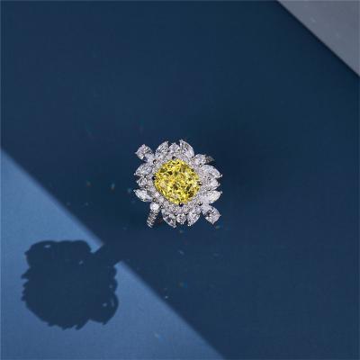 China Aimgal FASHION jewelry 3 carat s925 diamond rings simulation diamond yellow gold plated wedding rings for sale