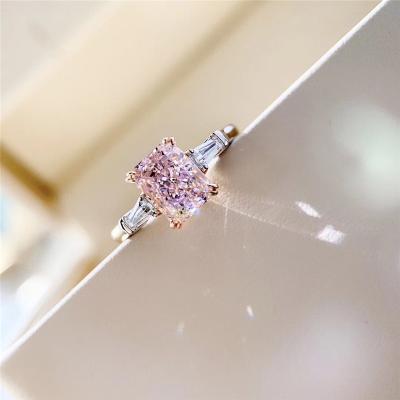 China TRENDY Rose Diamond Ring Simple Aimgal S925 Sterling Silver Gold Plated 2 Carat Diamond Ring for sale