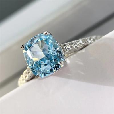 China Aimgal Fashion S925 Lmitate Sapphire Diamond Ring Shallow Green Blue Green Sterling Silver Gold Plated Ring for sale