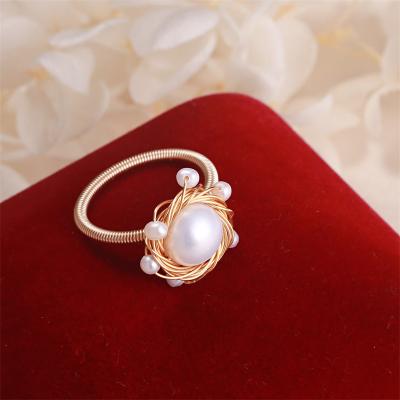 China FASHIONABLE Shape 14k Gold Flower Jewelry Aimgal Pearl Freshwater Wrap Ring For Girls for sale