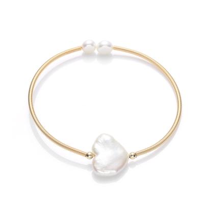 China Best Selling FASHIONABLE Natural Pearl Aimal Bracelet 14K Gold Creative Injection Special Shaped Baroque Bracelet For Women for sale