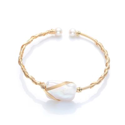 China Freshwater Pearl 14K Gold Hot Selling Aimgal Baroque Pearl Bracelet FASHIONABLE Natural Square Small Bracelet Brand For Women for sale