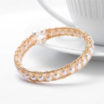 China Aimgal FASHIONABLE Fashion Simple Light Luxury Natural Freshwater Injection Pearl 14K Gold Multilayer Bracelet For Women for sale