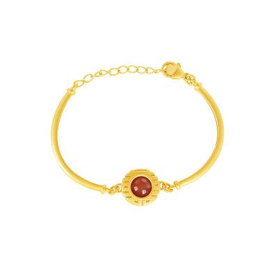 China Sale Aimgal Agate Sterling Silver Gold Plated Bracelet Natural Southern Red Round Gifts Trendy Jewelry-Hot Bracelet For Women for sale