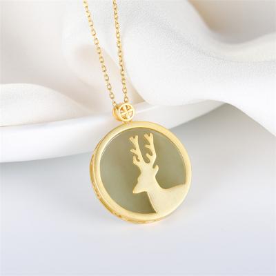 China Aimgal Fashion Jewelry S925 Hetian Sterling Silver Jade Deer Inlaid Pendant Necklace TRENDY For Women AP2 for sale