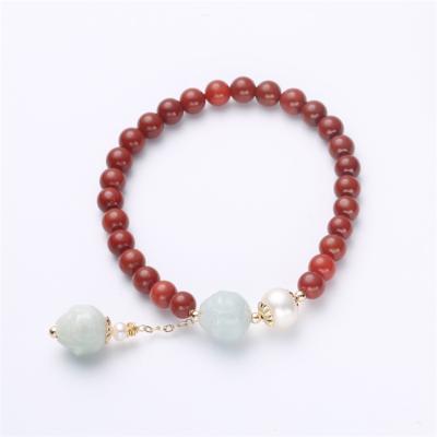 China FASHIONABLE original design 14K gold natural southern red women's bracelet Aimgal agate jade lotus beads bead bracelet for sale