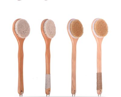 China Long Handle Long Handle Shower Brush with Soft and Stiff Bristle Wooden Bath Brush for Exfoliating Skin and Soft Body Scrub for sale