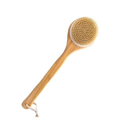 China All Natural Boar Bristle Bath Body Cleaning Supplies Refillable Wooden Brush For Wet/Dry Brushing With Shower Hook for sale