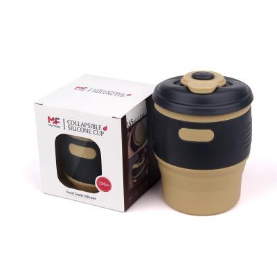 China 12oz 350ml Travel Viable Promotional Reusable Outdoor Silicone Gift Folding Coffee Cup Mug With Lip for sale