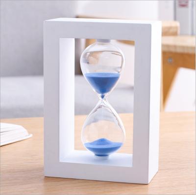 China Wholesale Gift 1-60minutes White Wooden Colorful Hourglass, High Quality Gift Sand Timer, Large Promotional Sand Art Glass For Timing for sale