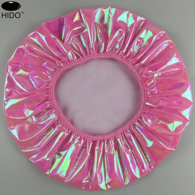 China Sustainable Reusable Bath Cap Double Layer Iridescent Shower Cap for sale