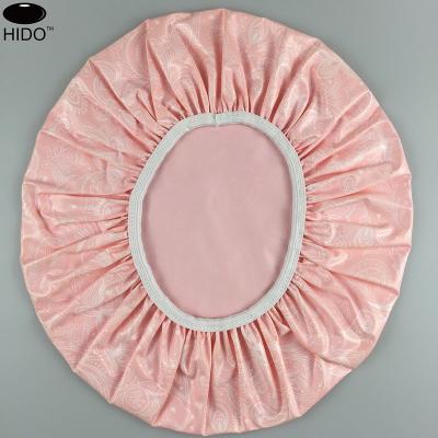 China Viable Custom Reusable Waterproof Bath Cap Plastic Print Bathing Hair Cap for sale