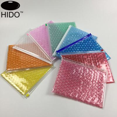 China Shock Resistance Reusable Transparent PVC Colored Bubble Ziplock Bag for sale