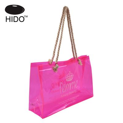 China 2018 New Design Heat Sealed Cotton Rope Handles Transparent PVC Packaging Bag for sale