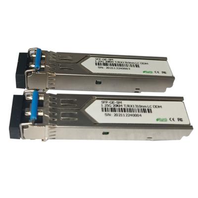 China FTTH Duplex 1.25G 1310nm 20KM SFP LC Connector Transceiver Fiber Optic Module for sale