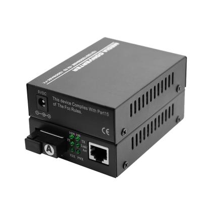 China FTTH External Power Supply 100-240V Security Gigabit Fiber Single Mode Single Mode Media Converter for sale