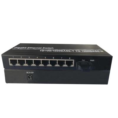 China FTTH OEM/ODM 10/100/1000M Gigabit Fiber Optic RJ45 8 Port Ethernet Switch Fiber Media Converter FTTH External Power DC 5V for sale