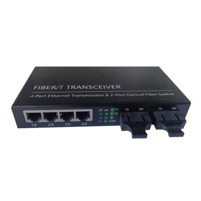 China FTTH OEM 1310nm SC Port Switch 4 Ports UTP Fiber Media Converter 10/100/1000M Fast Ethernet Switch for sale