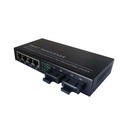 China FTTH Fiber 10/100/1000Mbps Port 2 SC + Fiber Optic Switch RJ-45 Port 1000M 4 Port Converter for sale