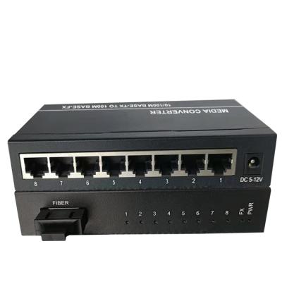 China High quality FTTH ND-820-1FX8TX-SC fiber single mode end fault support dual function on FX port optical equipment for sale