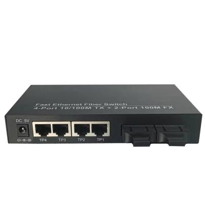 China OEM 4 Port FTTH Port 10/100Base Tx and 2 Port 100Base Fx Ethernet Fiber Optic Switch for sale