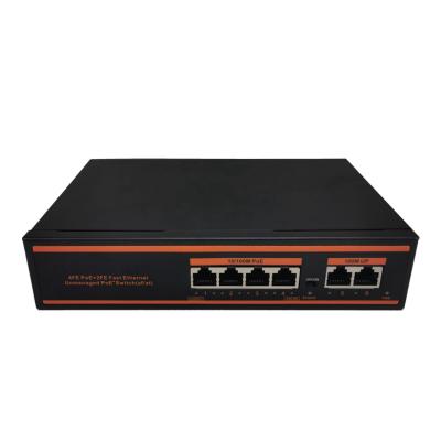 China Low MOQ Industrial Grade POE Cascaded Supply 30W Fiber 4PoE+2FE Converter Output And Wide Temperature Network Switch for sale