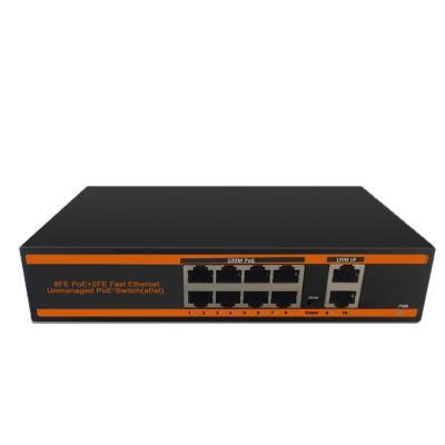 China Industrial Grade POE Cascading 8FE PoE+2FE Fiber Converter Power Supply And Wide Temperature Network Switch for sale