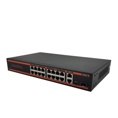 China Hot Popular POE Slot 16PoE+2GE+1GSFP PoE Switch Fiber Converter Power And Temperature Wide Network Switch for sale