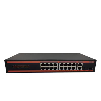 China Industrial Grade POE Cascading 16PoE+2GE+1GSFP Slot PoE Switch Fiber Converter Power and Wide Temperature Network Switch for sale