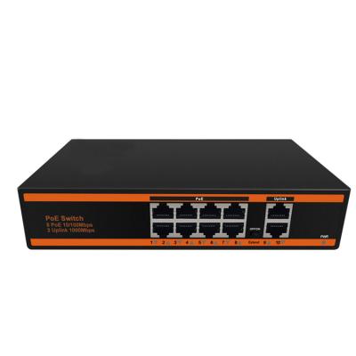 China OEM 8 Port 100M Poe Ethernet Switch 2*10/100/1000M Uplink Poe Reverse Switch for sale