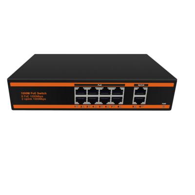 China POE 10 Port Full Gigabit PoE Switch 48V With 2 Gigabit RJ45 Ethernet Network Port for sale