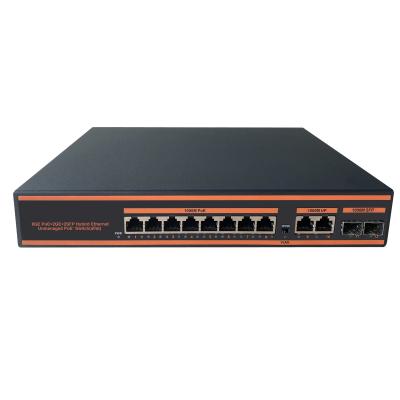 China OEM 12 Gigabit Ethernet POE Switch Rack-mount 8GE PoE +2GE Port Uplink +2G SFP for sale