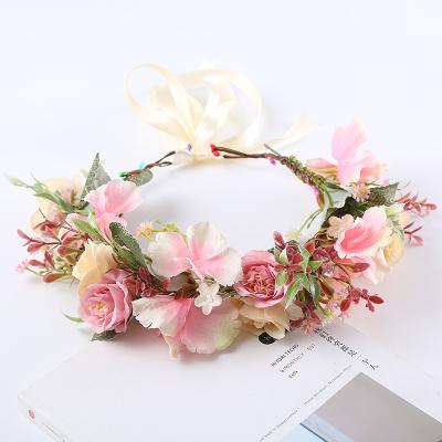 China Eco-friendly Wholesale Pink Accessories Girls Summer Wedding Decorative Ladies Headwear Flower Adjustable Artificial Flowers for sale