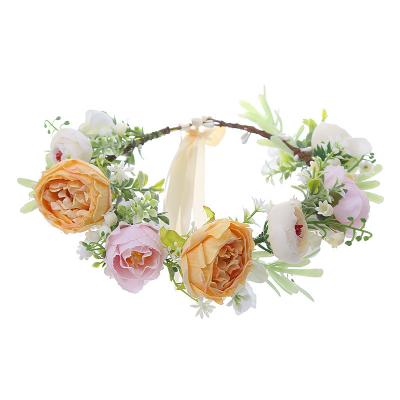 China Eco-friendly Decorative Wedding Bridal Headband Artificial Flowers Adjustable Garland for sale