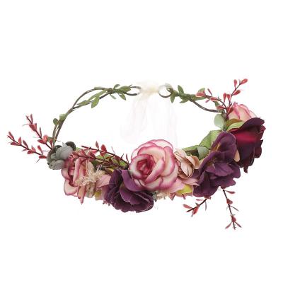 China Handmade Eco-friendly Fabric Ladies Braid Adjustable Bridal Headwear Headband Artificial Flower for sale