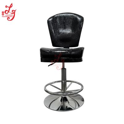 China Height Adjustable Casino Stools Poker Black Fabric Automatic Return Chairs Without Wheels for sale