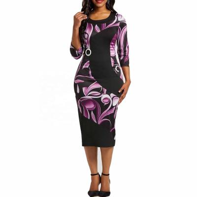 China OEM XHP-G1376 ODM breathable bodycon dresses o neck print dress for women for sale