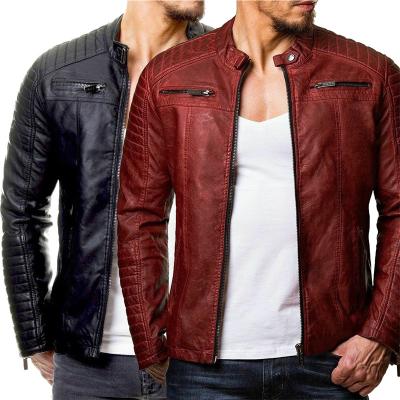 China Waterproof Stylish Leather Jacket Motorcycle Faux Leather Jacket For Men for sale