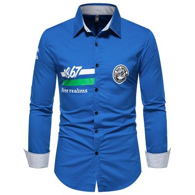 China Anti-pilling Custom Logo Mens Shirts Screen Printing Shirts For Mens Long Sleeve for sale