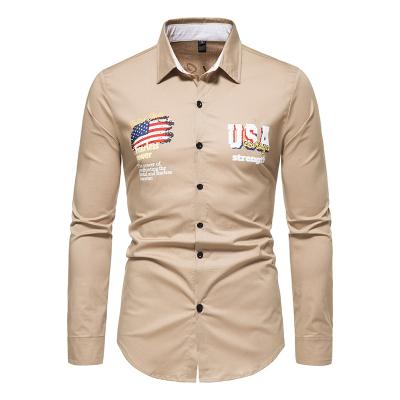 China Anti-pilling Custom Logo Shirts For Men Cotton 100% Long Sleeve Shirts for sale