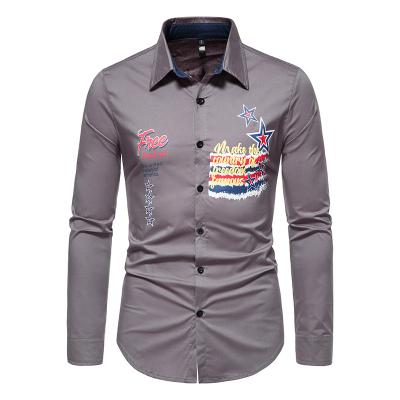 China Anti-pilling High Quality Printed Custom Logo Men's Long Sleeve Shirt For Shirt Men for sale