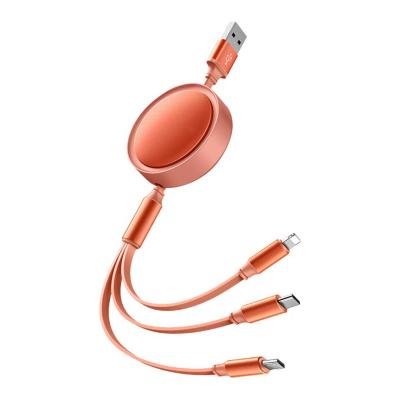 China MP3/MP4 player customized telescopic 3A data cable drag three logo one three in one data cable fast charging charging cable for sale