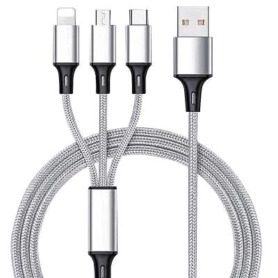 China Fast MP3/MP4 Player Pigtail Charging One Drag Data Cable Mobile Phone USB Three Head Three In One Data Cable for sale