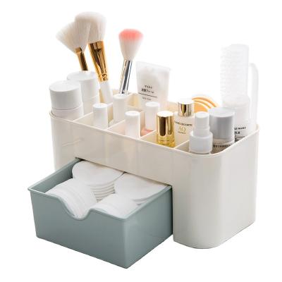 China Viable Type Portable Skin Care Cosmetic Desktop Dressing Table Box Large Capacity Drawer Plastic Cosmetic Storage Box for sale