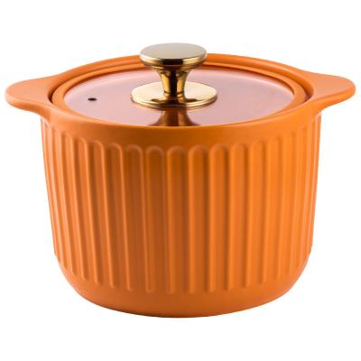 China Sustainable Ceramic Casserole Soup Pot Color Gloss Stew Pot Casserole With Lid Glass Gas Open Fire Household for sale