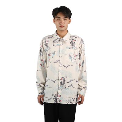 China Anti-pilling Anti-pilling Apricot Digital Printing Men's Long Sleeve Single Breasted Casual Shirts Turn-Down Collar for sale